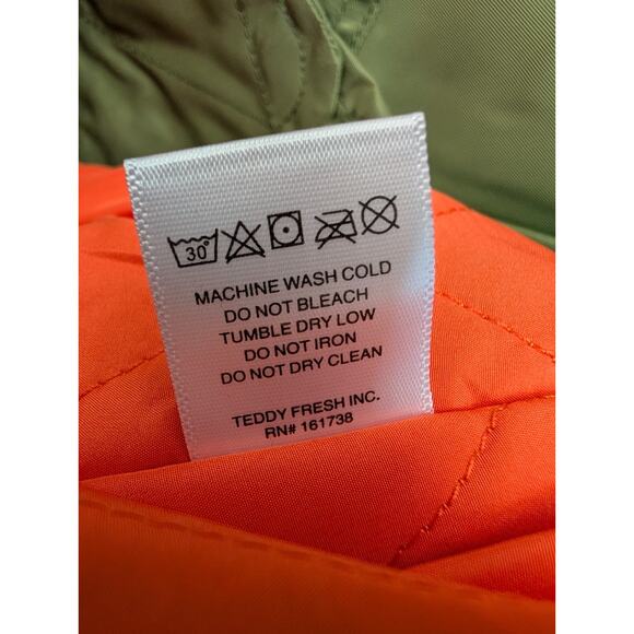 Teddy Fresh Flames Bomber Jacket Womens Medium Green Water Resistant Zip-Up NWT - Picture 5 of 5